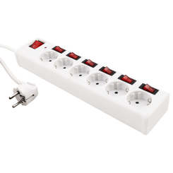 6-fach Steckdosenleiste mit Einzelschaltung 