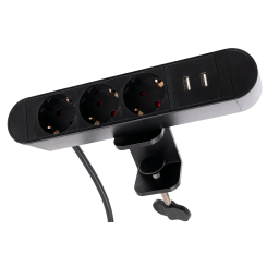 Tischsteckdose mit USB und Tischklemme 